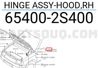 Nissan 654002S400 HINGE ASSY-HOOD,RH