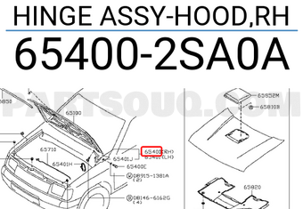 Nissan 654002SA0A HINGE ASSY-HOOD,RH