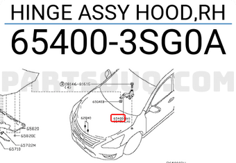 Nissan 654003SG0A HINGE ASSY HOOD,RH