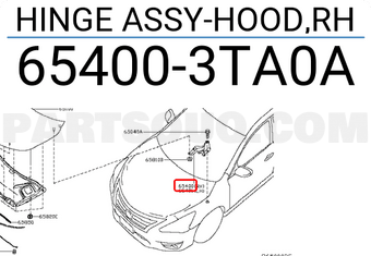 Nissan 654003TA0A HINGE ASSY-HOOD,RH