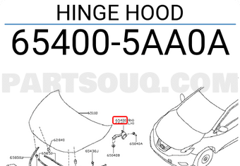 Nissan 654005AA0A HINGE HOOD