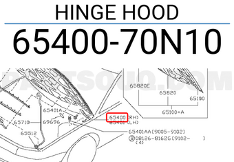 Nissan 6540070N10 HINGE HOOD