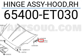 Nissan 65400ET030 HINGE ASSY-HOOD,RH