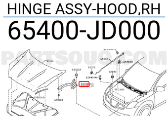 Nissan 65400JD000 HINGE ASSY-HOOD,RH