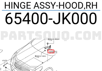 Nissan 65400JK000 HINGE ASSY-HOOD,RH