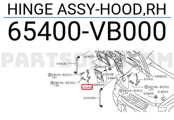 Nissan 65400VB000 HINGE ASSY-HOOD,RH