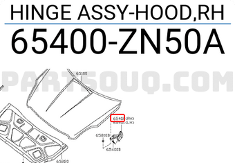 Nissan 65400ZN50A HINGE ASSY-HOOD,RH