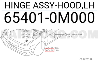 Nissan 654010M000 HINGE ASSY-HOOD,LH