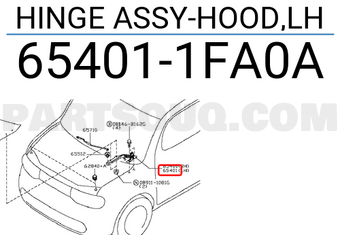 Nissan 654011FA0A HINGE ASSY-HOOD,LH