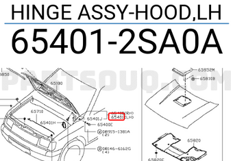 Nissan 654012SA0A HINGE ASSY-HOOD,LH