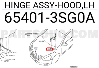 Nissan 654013SG0A HINGE ASSY-HOOD,LH