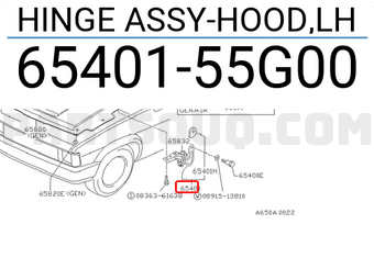 Nissan 6540155G00 HINGE ASSY-HOOD,LH