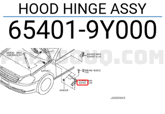 Nissan 654019Y000 HOOD HINGE ASSY