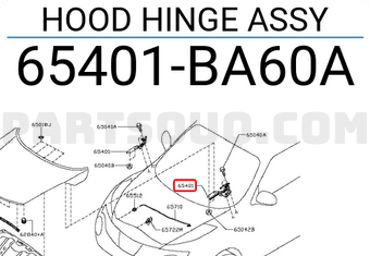 Nissan 65401BA60A HOOD HINGE ASSY