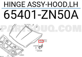 Nissan 65401ZN50A HINGE ASSY-HOOD,LH