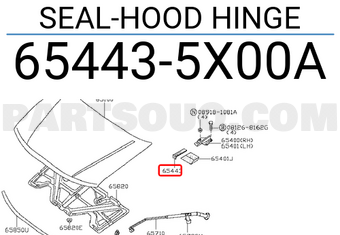 Nissan 654435X00A SEAL-HOOD HINGE