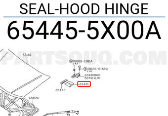 Nissan 654455X00A SEAL-HOOD HINGE