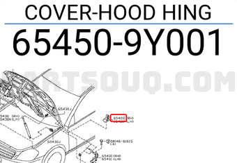 Nissan 654509Y001 COVER-HOOD HING