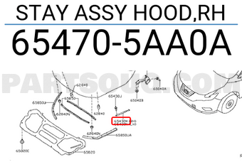 Nissan 654705AA0A STAY ASSY HOOD,RH