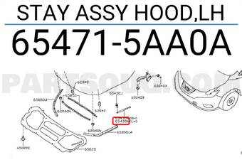 Nissan 654715AA0A STAY ASSY HOOD,LH