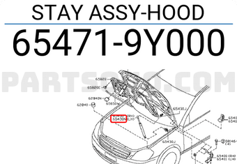 Nissan 654719Y000 STAY ASSY-HOOD