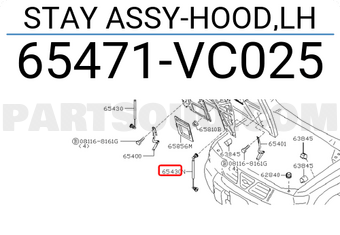 Nissan 65471VC025 STAY ASSY-HOOD,LH