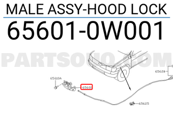 Nissan 656010W001 MALE ASSY-HOOD LOCK