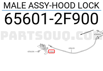Nissan 656012F900 MALE ASSY-HOOD LOCK