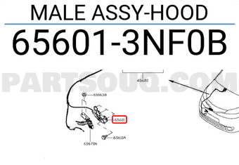 Nissan 656013NF0B MALE ASSY-HOOD