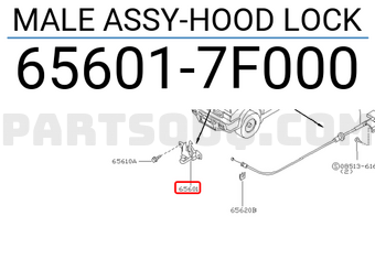 Nissan 656017F000 MALE ASSY-HOOD LOCK