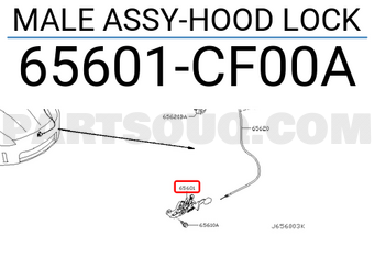 Nissan 65601CF00A MALE ASSY-HOOD LOCK