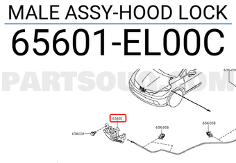 Nissan 65601EL00C MALE ASSY-HOOD LOCK