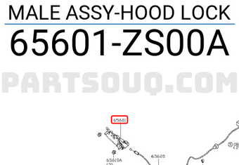 Nissan 65601ZS00A MALE ASSY-HOOD LOCK