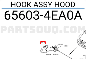 Nissan 656034EA0A HOOK ASSY HOOD