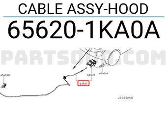 Nissan 656201KA0A CABLE ASSY-HOOD
