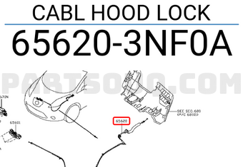 Nissan 656203NF0A CABL HOOD LOCK