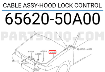Nissan 6562050A00 CABLE ASSY-HOOD LOCK CONTROL