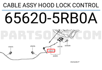 Nissan 656205RB0A CABLE ASSY HOOD LOCK CONTROL