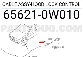 Nissan 656210W010 CABLE ASSY-HOOD LOCK CONTROL