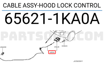 Nissan 656211KA0A CABLE ASSY-HOOD LOCK CONTROL