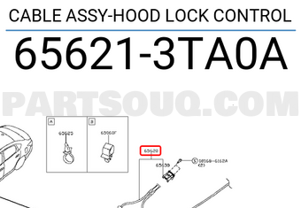 Nissan 656213TA0A CABLE ASSY-HOOD LOCK CONTROL