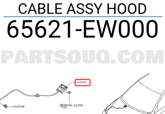 Nissan 65621EW000 CABLE ASSY HOOD