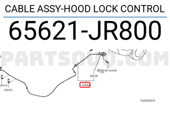 Nissan 65621JR800 CABLE ASSY-HOOD LOCK CONTROL