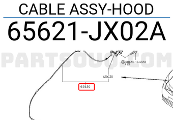 Nissan 65621JX02A CABLE ASSY-HOOD