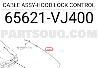 Nissan 65621VJ400 CABLE ASSY-HOOD LOCK CONTROL