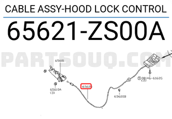 Nissan 65621ZS00A CABLE ASSY-HOOD LOCK CONTROL