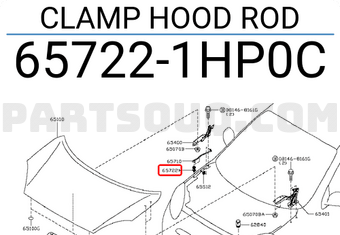 Nissan 657221HP0C CLAMP HOOD ROD