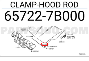 Nissan 657227B000 CLAMP-HOOD ROD