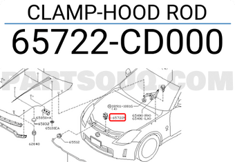 Nissan 65722CD000 CLAMP-HOOD ROD