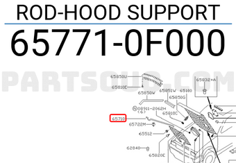 Nissan 657710F000 ROD-HOOD SUPPORT